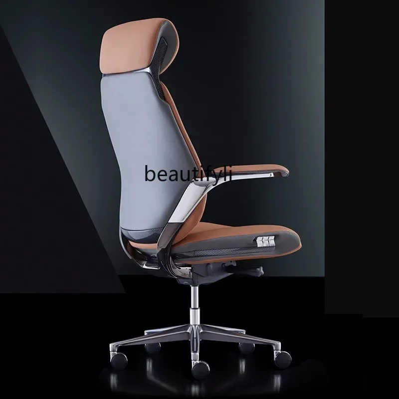 เก้าอี้สำนักงานหนังสไตล์อิตาลี สำหรับผู้บริหาร ใช้กับคอมพิวเตอร์ นั่งสบาย เก้าอี้ประธานแบบหมุนได้ ปรับเอนนอนได้