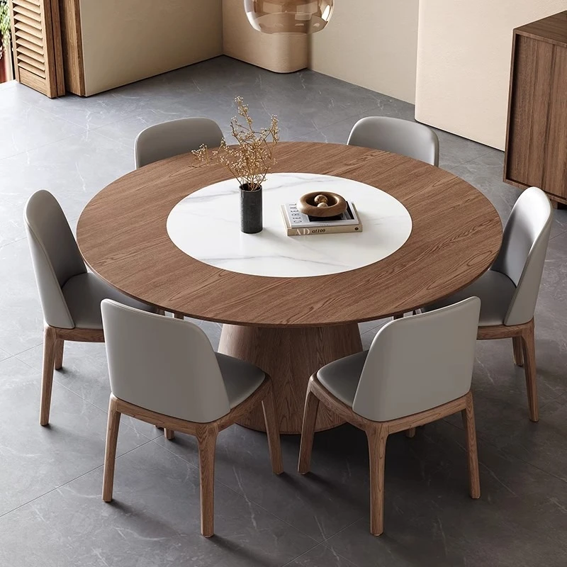 

Medieval solid wood round dining table, large household ash wood dining table