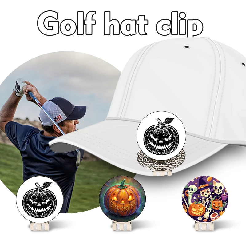 golf ball marker Mark Halloween Day ,Cute little ghost, black and white pumpkin Halloween themed party  hat clip for travel