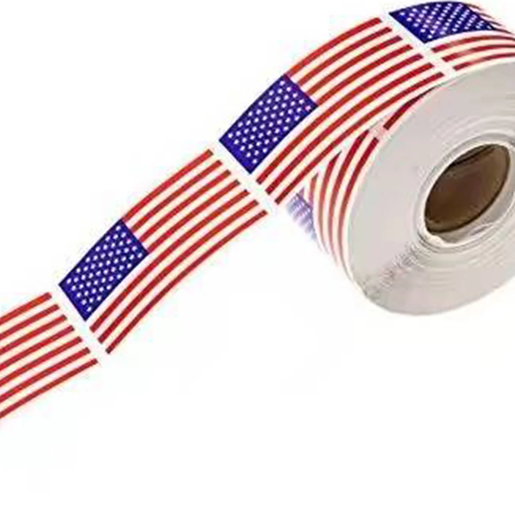 1 Rolls/200pcs American Flag Stickers Self-adhesive Patriotic Party Decals Paste Party Decorations for Children Adults