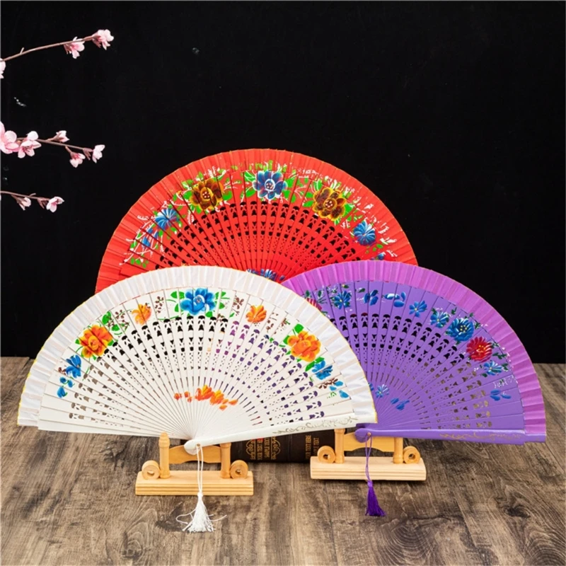 Spanish Double Sided Painted Folding Fan Decorative Ornament Crafts Supplies for Children Girl Boys Festival Holiday