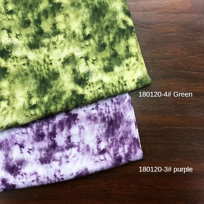 Micro Elastic Printed Rayon Fabric By The Meter for Dresses Pajamas Shirt Skirt Bedding Diy Sewing Cloth Soft Tie-dye Breathable