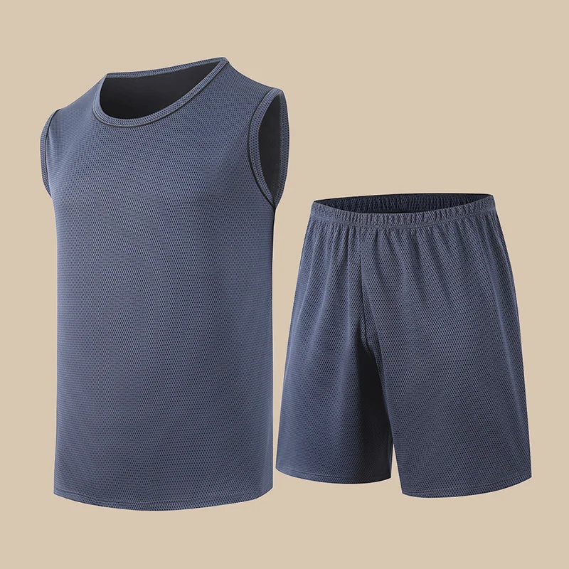 2-Piece Men's Suit - Youth, Four-Season Solid-Color T-Shirt Short-Sleeved Sporty Quick-Drying Comfortable Home Wear Trendy
