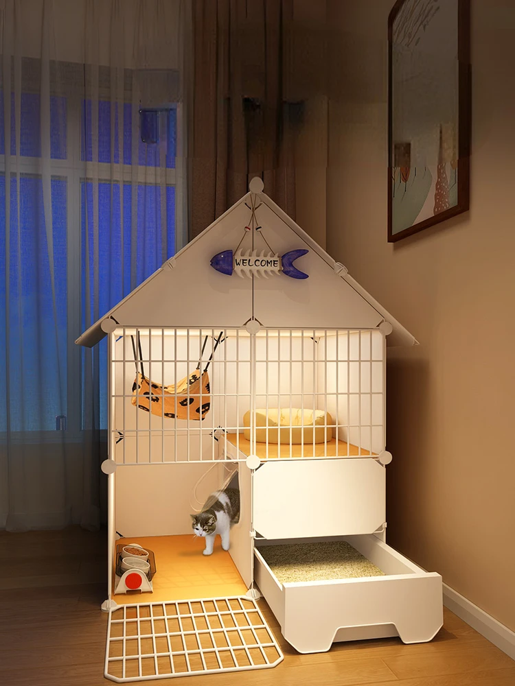 

Cat cage home indoor litter box toilet integrated large free space cat kitten