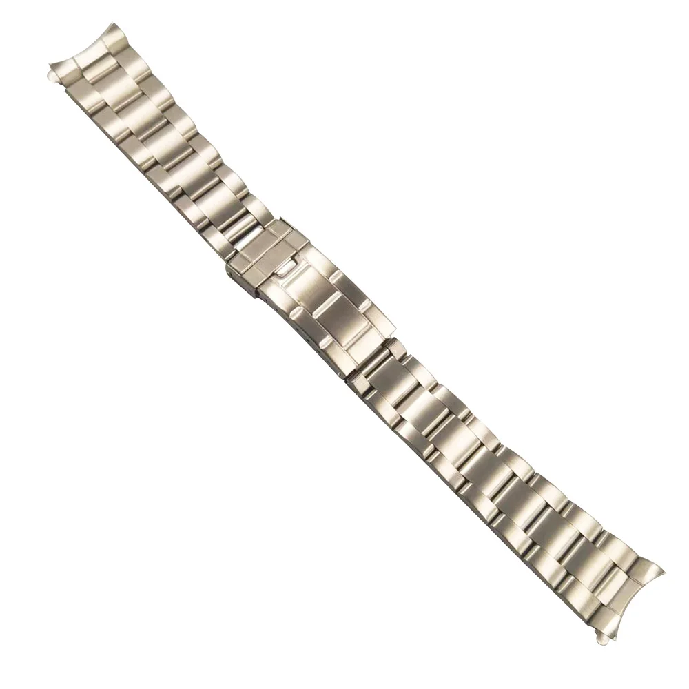 20mm Stainless Steel Oyster Curved End Vintage Grid Buckle Watch Band Strap Bracelet Fit For RLX 16700 16710 70216