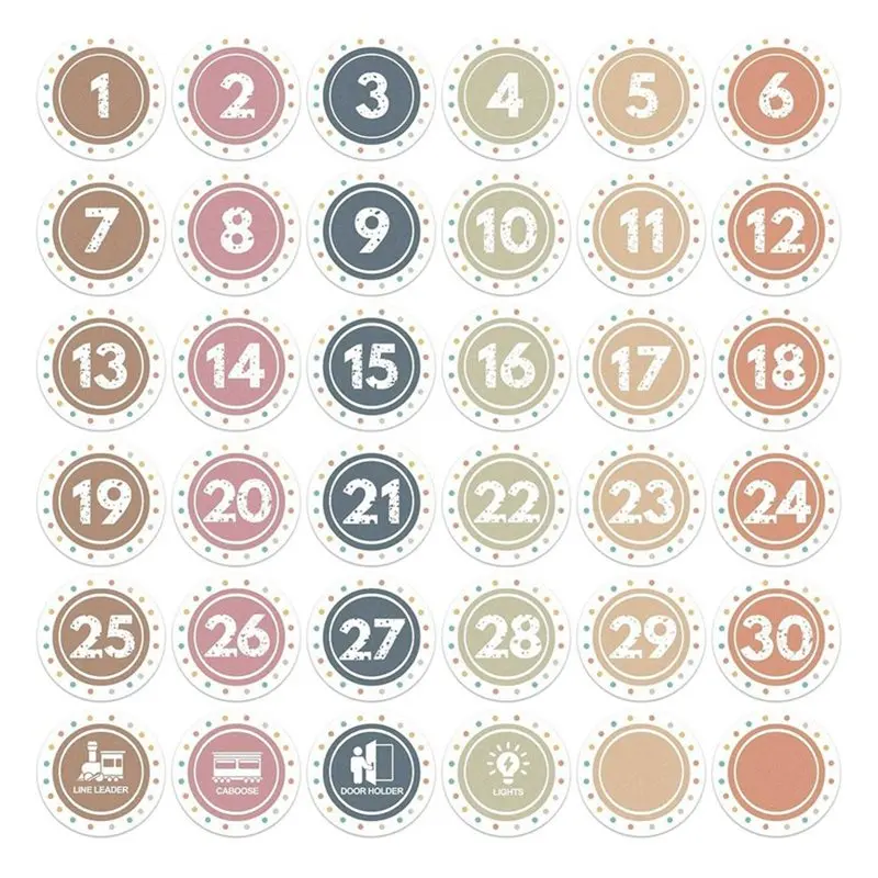 For Classroom-Boho Line Up Spots-36Pcs Number Stickers Dots-Floor Decals