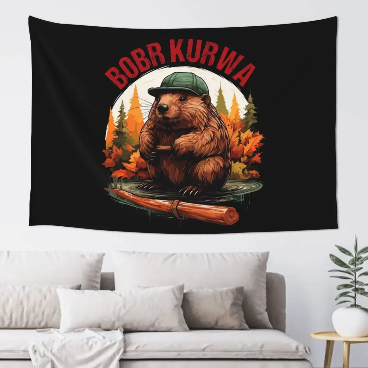 Bobr Kurwa Bober Beaver Tapestry Hippie Wall Hanging Aesthetic Home Decoration Tapestries for Living Room Bedroom Dorm Room