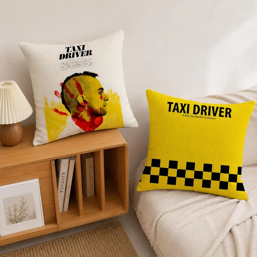 Movie Taxi Driver Cushion Cover Natural Linen Pillowcase Set, All-in-One Decor for Sofa, Bedroom & Chair