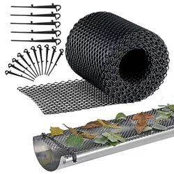 15cmx 6m Mesh Gutter Guard Leaf Protection Mat Guttering Block Leaves Prevent Clogging Garden Protection Net With Fixing Pin