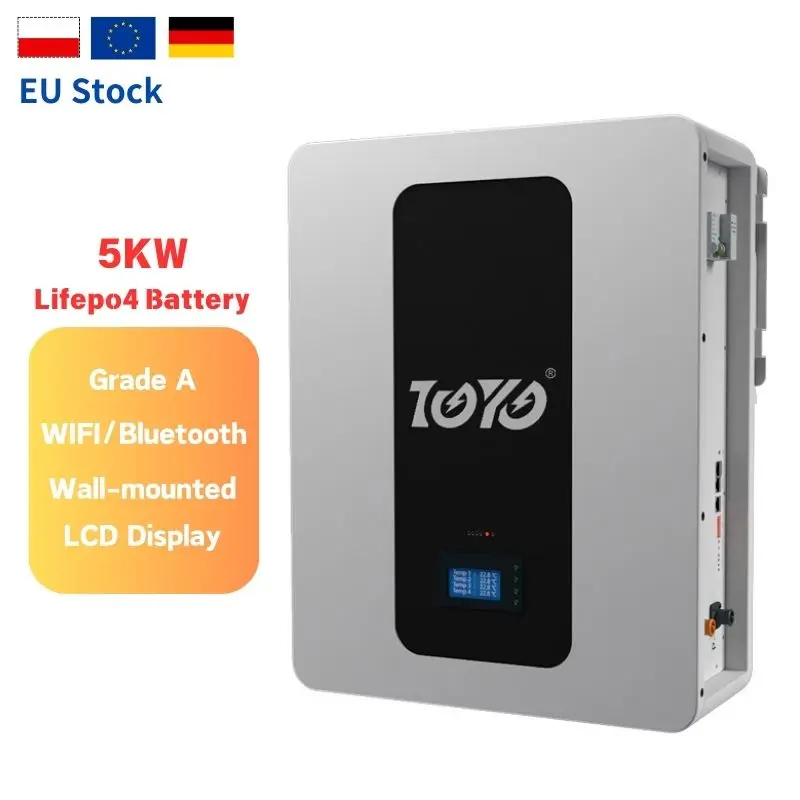 ESG الاتحاد الأوروبي الأسهم بقعة 5KW المنزل تخزين الطاقة الشمسية بطارية ليثيوم نظام 51.2V100Ah Lifepo4 بطارية مع BMS