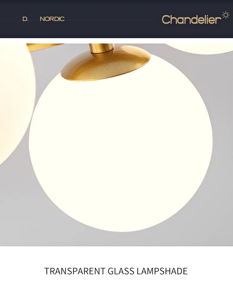 Modern Glass Ball Ceiling Chandelier for Table Dining Living Room Kitchen Island Pendant Lamp Home Decor Indoor Lighting Fixture