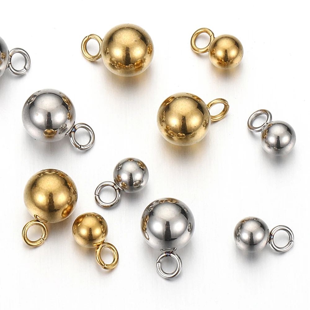 20-40pcs Stainless Steel Solid Ball Beads Charm Pendants for Women Jewelry Making DIY Earring Bracelet Handmade Craft Accessorie