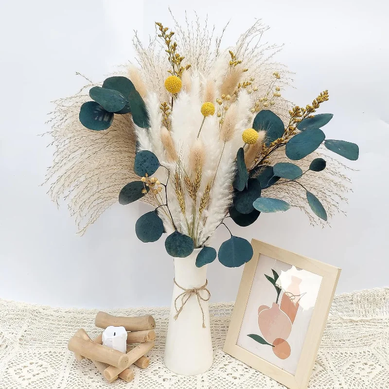 

Pampas Grass Dried Flower Decoration Set Vines Vases for Girls Pink Room Decor Fake Plants Christmas Wedding Ideas Centerpieces