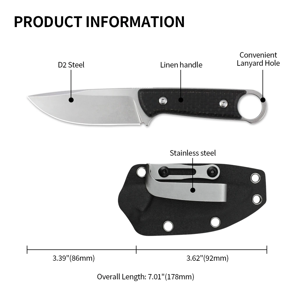 60HRC High Hardness Straight Knife Professional Survival Military Hunting Fixed Blade Knives for Men Self Defense Tool