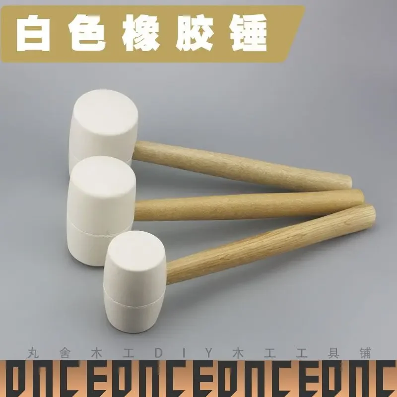 Professional Installation Hammer for Ceramic Tile and Floor Installation with White Rubber Tile and Wooden Handle