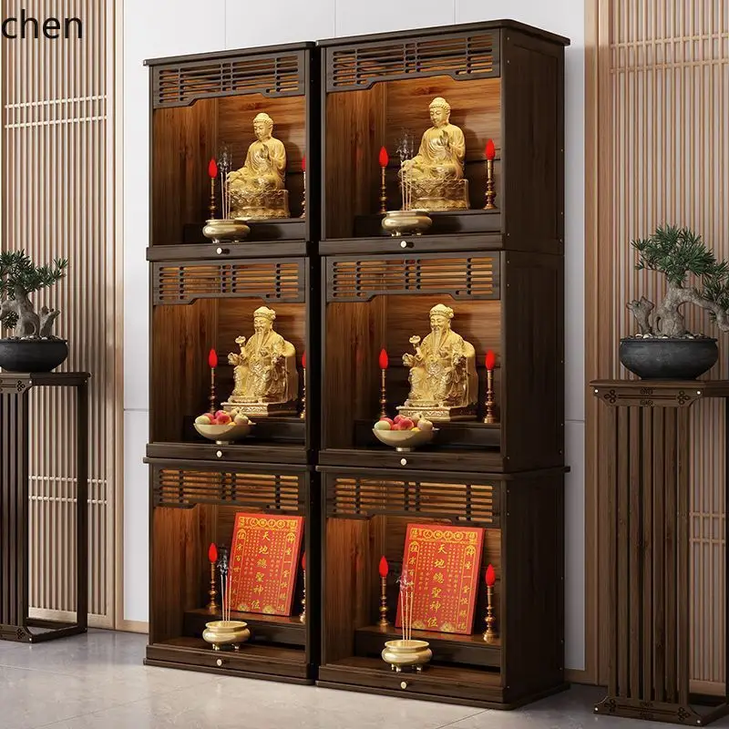 ZML Standing Cabinet God of Wealth Offering Table Home Altar Incense Case Guan Erye Altar