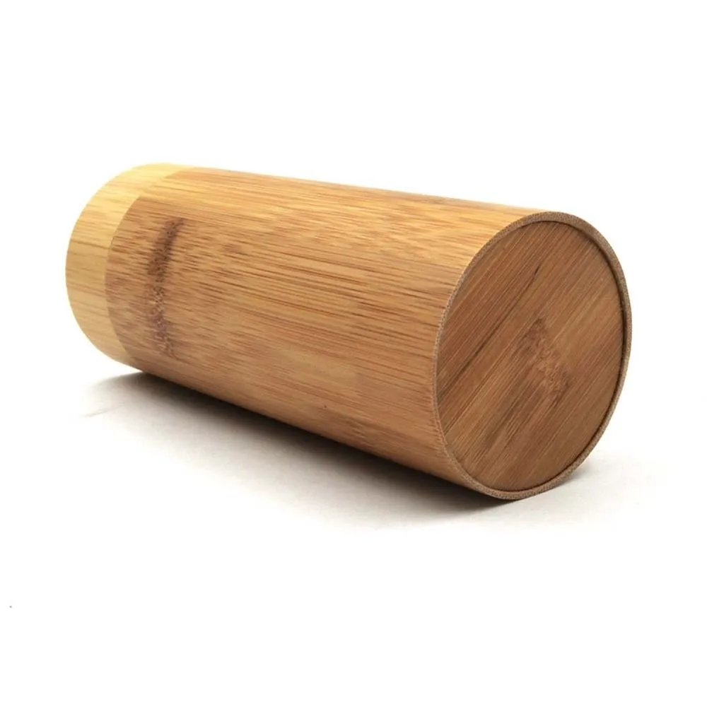 Natural Wood Bamboo Glasses Case Retro Brown Column Shape Wooden Sunglasses Box Smooth Finish Biodegradable