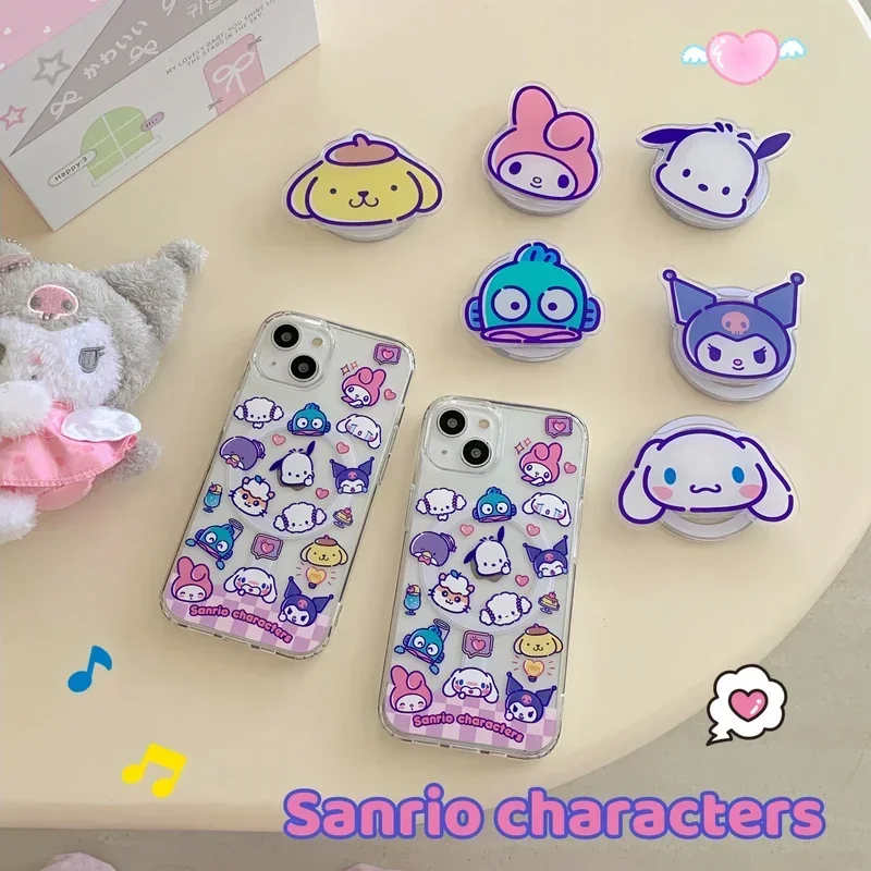 Sanrio Hello Kitty Melody Kuromi Pochacco Magnetic Holder Magsafe Wireless Charge Phone Case For iPhone 15 14 13 12 11 Pro Max