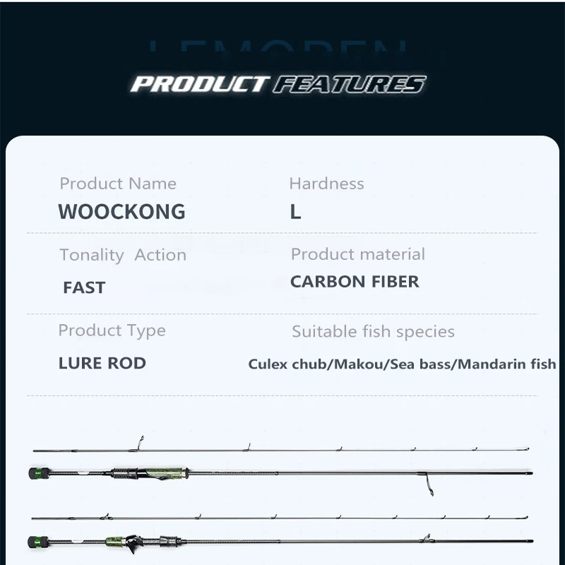 Mavllos WOOCKONG L الغزل الصيد رود إغراء 2-12G خط 2-10lb 1.8-2.1 متر الصيد رود الكربون ضوء تيار Bfs قضيب مسبوك