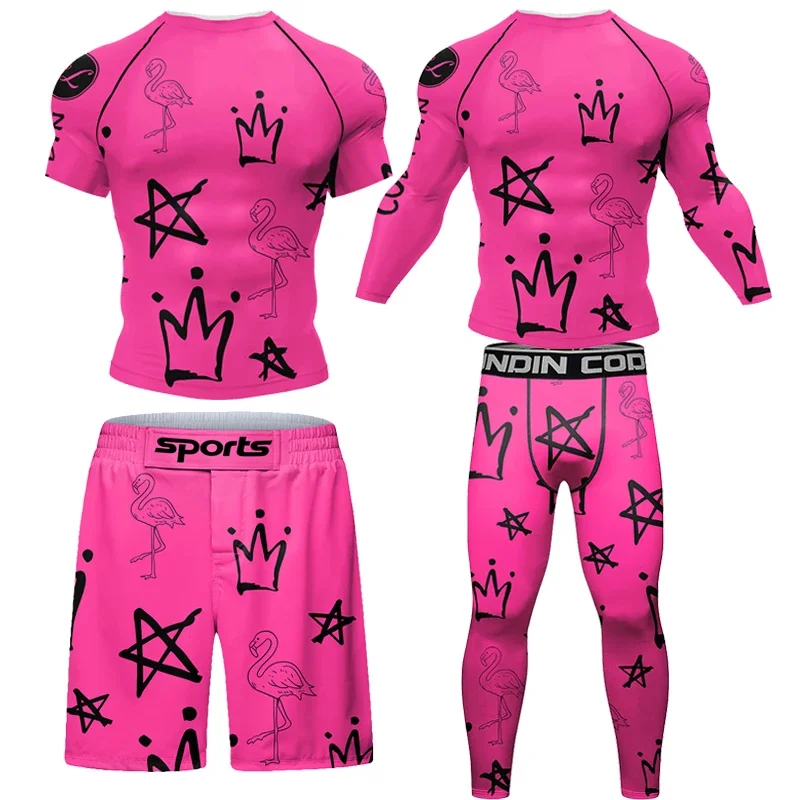 Boxe Compressão MMA Shorts para Homens, Ginásio Workout, Sportswear, Undershirts Sets, Rash Guard, Atlético Rahsguard T-Shirt, Tops