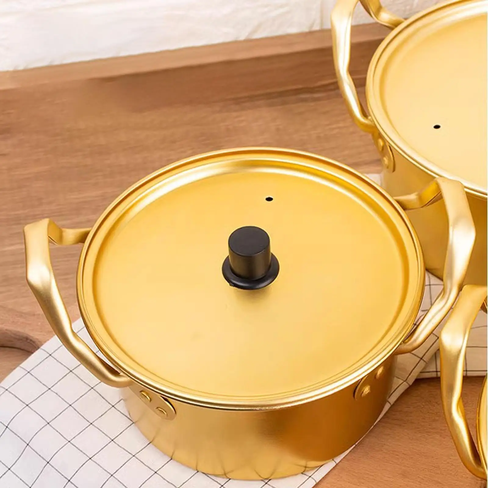 Korean Ramen Pot Double Handle Stockpot Fast Heating Multipurpose Aluminum Kitchen Cookware Seafood Troop Pot Instant Noodle Pot