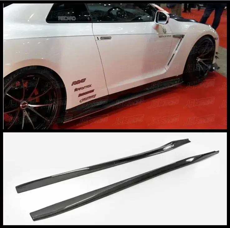 Real Carbon Fiber Side Extension Body Skirts Kit Lip Cover For Nissan R35 GTR Coupe GT-R 2017 2018 2019 2020 2021