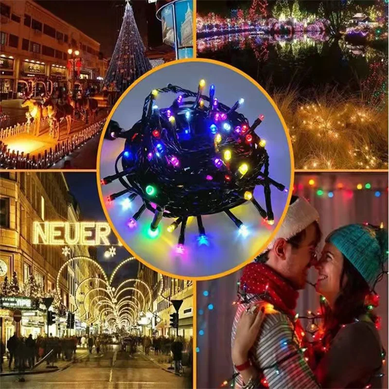 12M Solar String Lights 8 Modes Fairy Light LED Outdoor Garland Street Lamp Festoon Decor New Year Christmas Party Garden