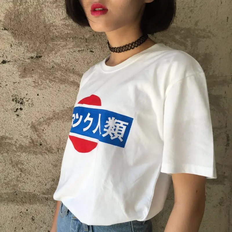 2023 Summer ulzzang Harajuku exclusive custom short-sleeved  antihuman trafficking in Japanese T-shirt