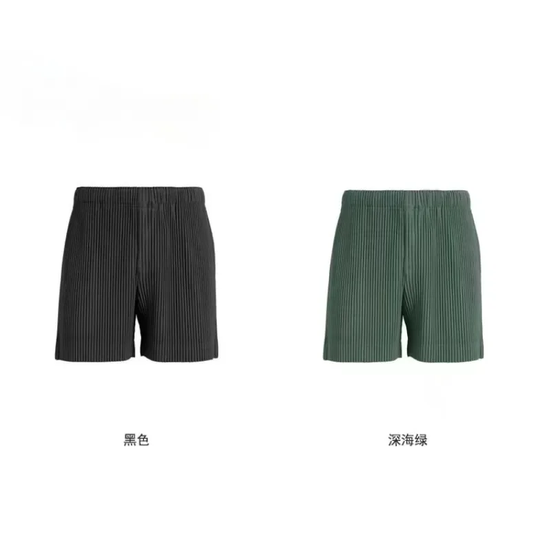 Miyake Pleated Short 2025 Summer Plisse Shorts Fold Men Solid Casual Loose Pleats Pants Basic Daily Wear Pleat Shortsc Solid Men
