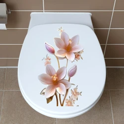 Creative 3d three-dimensional flower wall stickers Toilet Cover Sticker Self Adhesive Mural Beautify furniture Decoration Decals