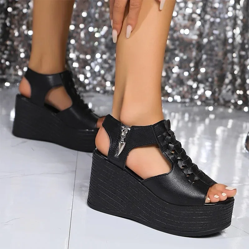 Wedges Platform Sandals Women Sexy High Heels Shoes 2024 Summer Designer Peep Toe Shoes Walking Open Toe Femme tosPumps