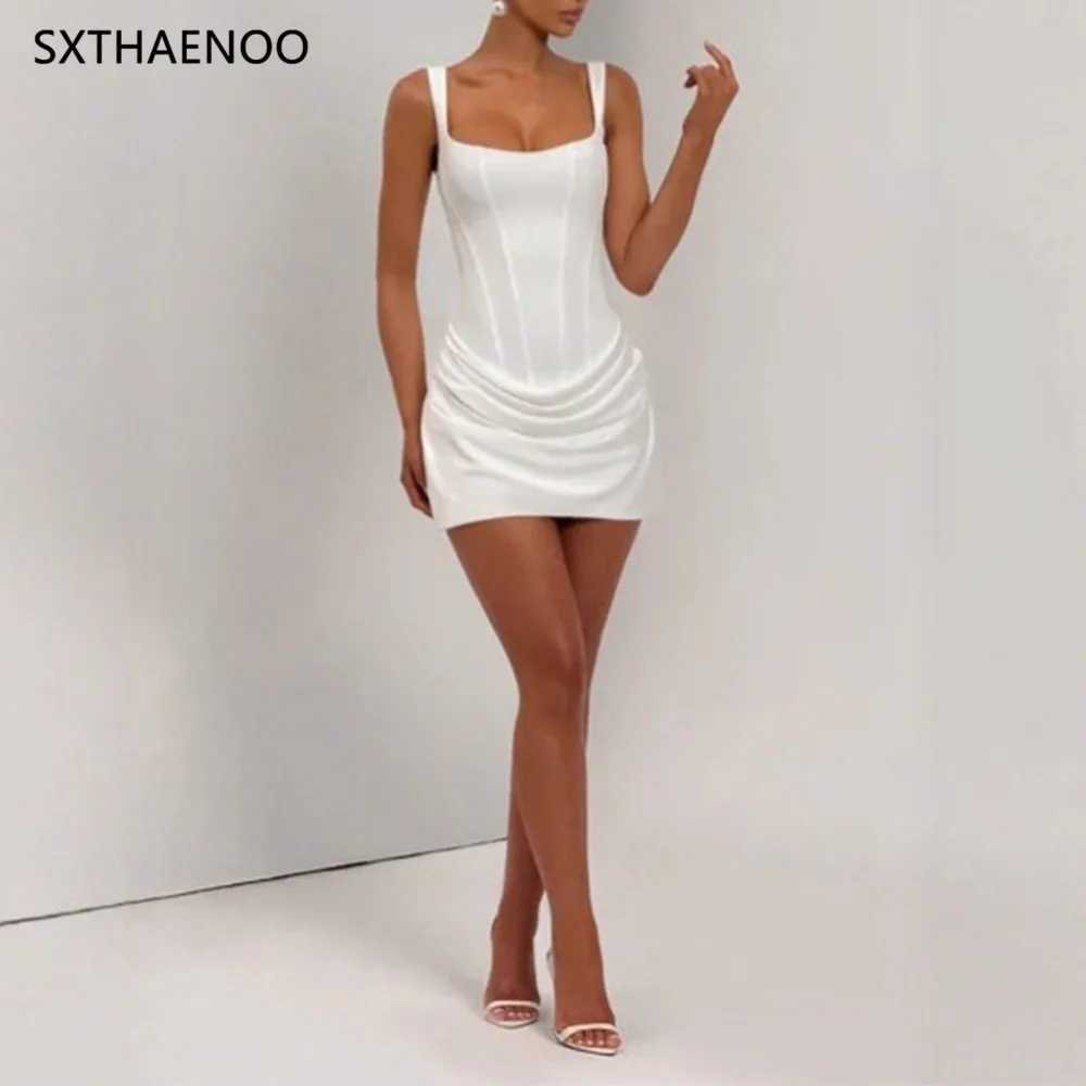 SXTHAENOO Sexy backless Slip Folds Dress Women Elegant Birthday Party Dresses W… - Image 3