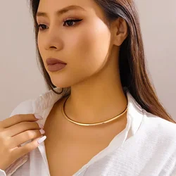 Geometric Round Metal Choker Necklace Earrings For Women Simple Style Party OL Fashion Jewelry Accessories