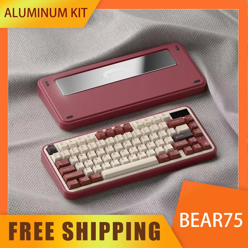 Bear75 v2 Mechanical Keyboard Kit Aluminum Kit Wireless Bluetooth Metal Gasket Hot Swap RGB Office Custom PC Gamer Keyboard Kit