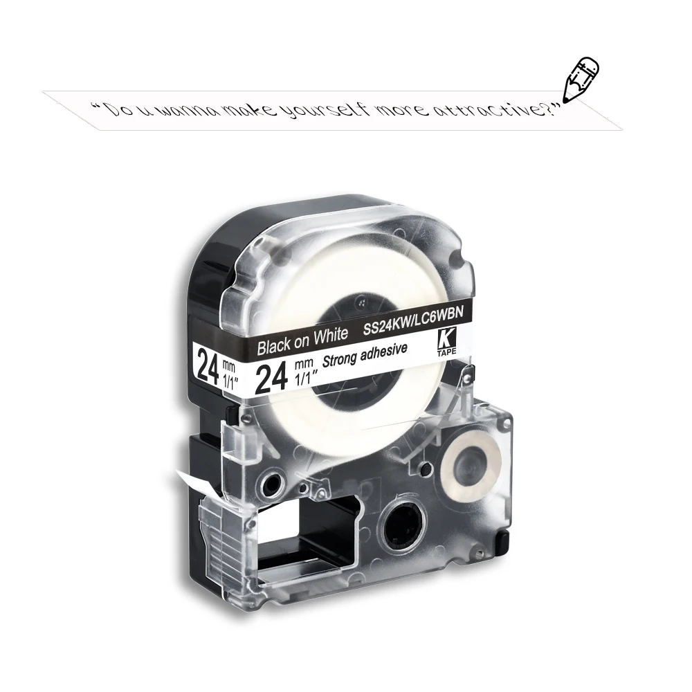 24mm Label Tape Compatible Epson ST24KW SS24KW SC24KZ SD24BW ST24BW Label Maker for King Jim EPSON LW-700 LW-900P 1000P Printer