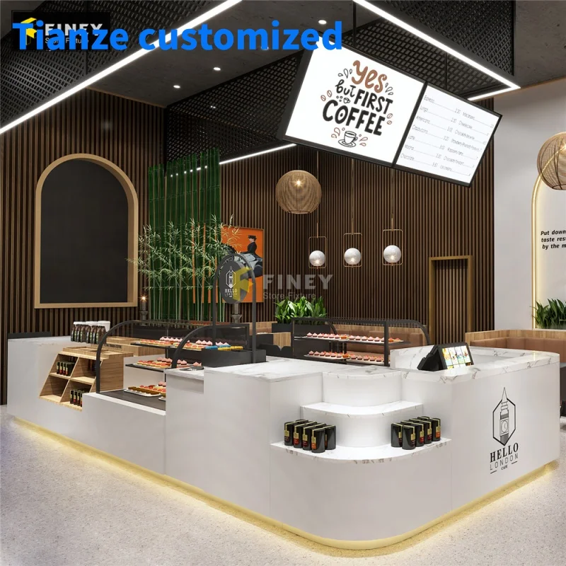 

（customized）Custom Modern Coffee Shop Interior Decoration Tables And Chairs Furniture Marble Coffee Shop Counters Coffee Shop De