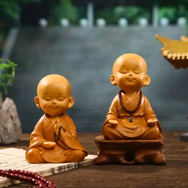 

Cz little monk zen ornament - zen buddha statue, chinese style figure, office altar, desktop decoration