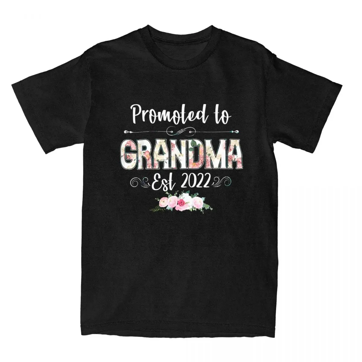 Promoted To Grandma Est 2022 2023 Flower T Shirt for Men 100% Cotton Awesome T-Shirts New Baby Family Tee Shirt Tops Gift Idea