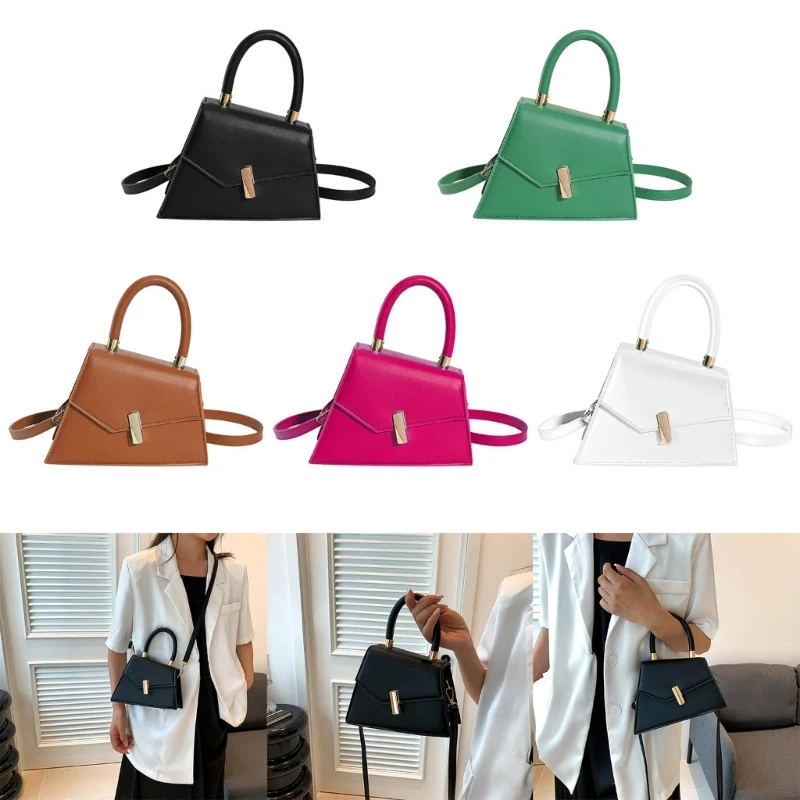 Stylish Solid Color Lock Buckle Handbag Fashionable PU Tote Bag Minimalists Handbag Fashion Bags Show Your Person Charm