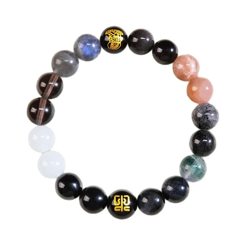 Natural Crystal Five Elements Bracelet for Women Wood Fire Earth Metal Water Lucky Beaded Bracelet Gifts