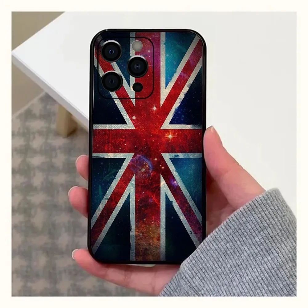 Etui na telefon Union Jack British England UK Flag do Apple iPhone 15,14,13,12,11,Pro,X,XS,Max,XR,Plus,Mini Soft Black Cover