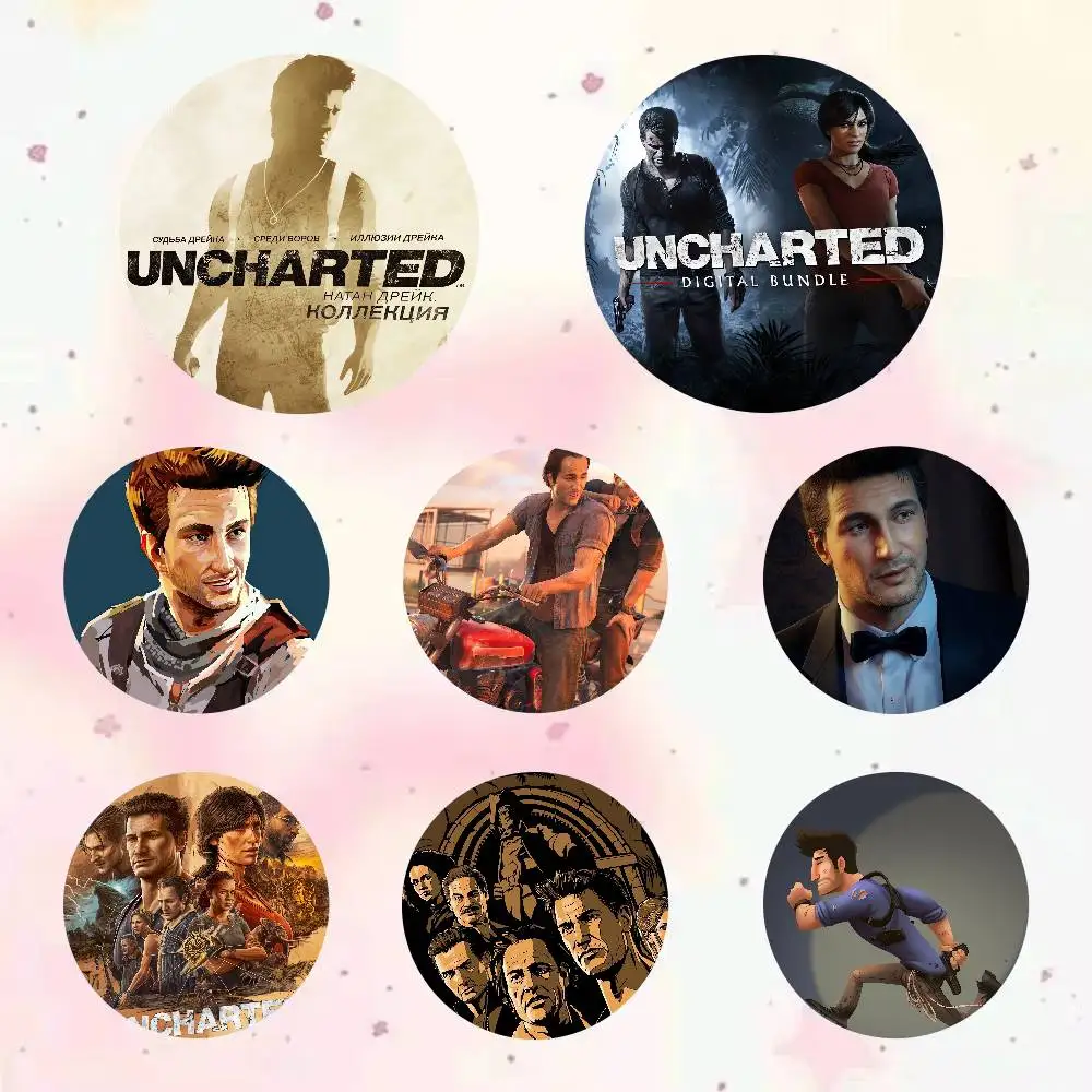 Game Uncharted Pin Fashion Jewelry Accessories Round Brooch On Backpack Fan Collection Jewelry Badge Gifts