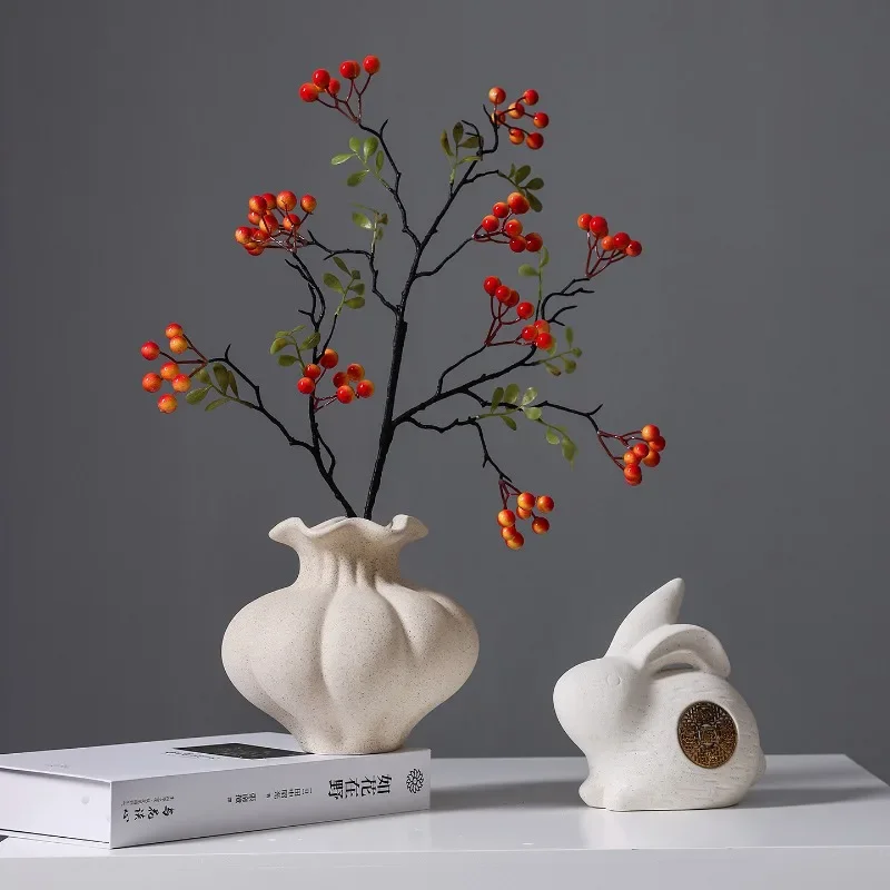 Matte Ceramic Vase Modern Pleated Pumpkin Shaped Flower Vase Home Decor Dried/Fresh Flowers Arrangement Green Plant Flowerpot