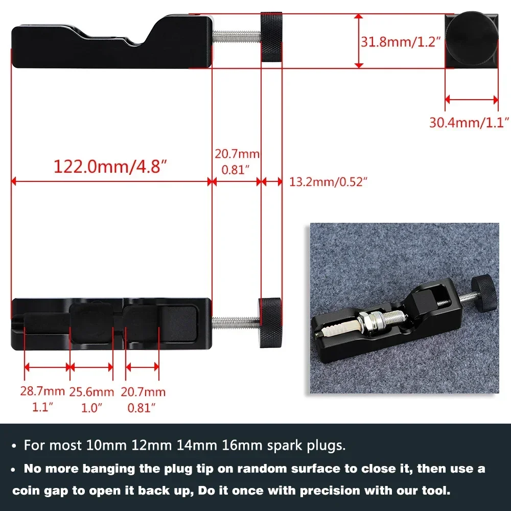 Adjustable Universal 1pc Spark Plugs For 10mm 12mm 14mm 16mm High Turbo Power Kit Car Spark Plug Gap Tool Electrode Compression