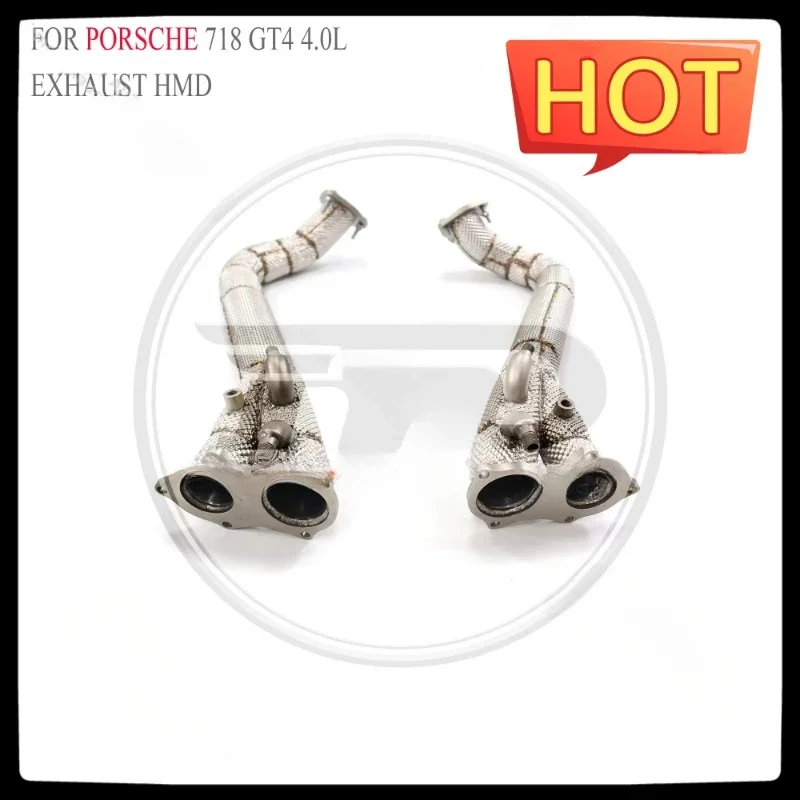 

HMD Exhaust System High Flow Performance Downpipe for 718 GT4 4.0L With OPF Heat Shield Racing Pipe without catalysis