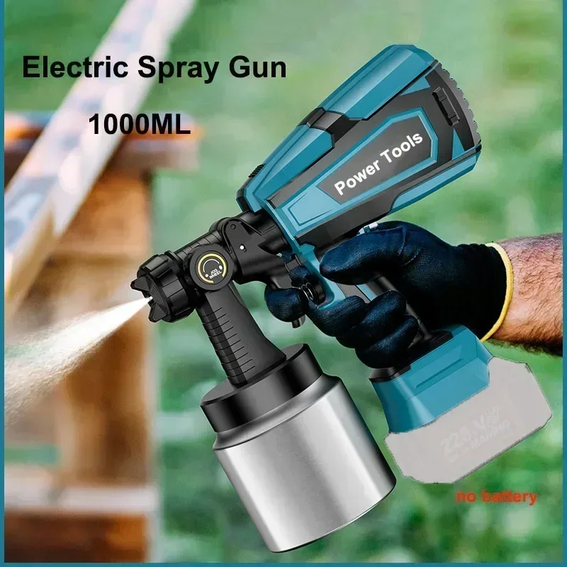 PISTOLA DE PULVERIZACIÓN eléctrica de 1000ML, pulverizador de pintura inalámbrico de 1100W, pulverizador desmontable de alta presión, herramientas de aerógrafo para revestimiento de pared, 110V/220V