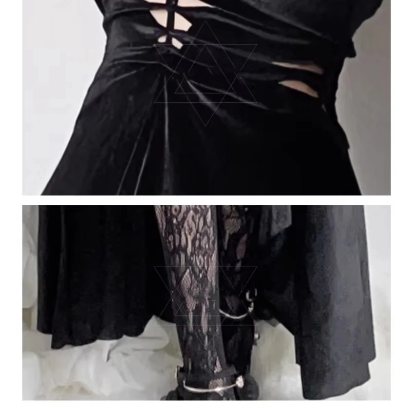 Disfraz de Halloween para mujer, juego de rol de Anime, vestido negro, bruja, vampiro, negro, un hombro, manga trompeta, falda larga, ropa de novia