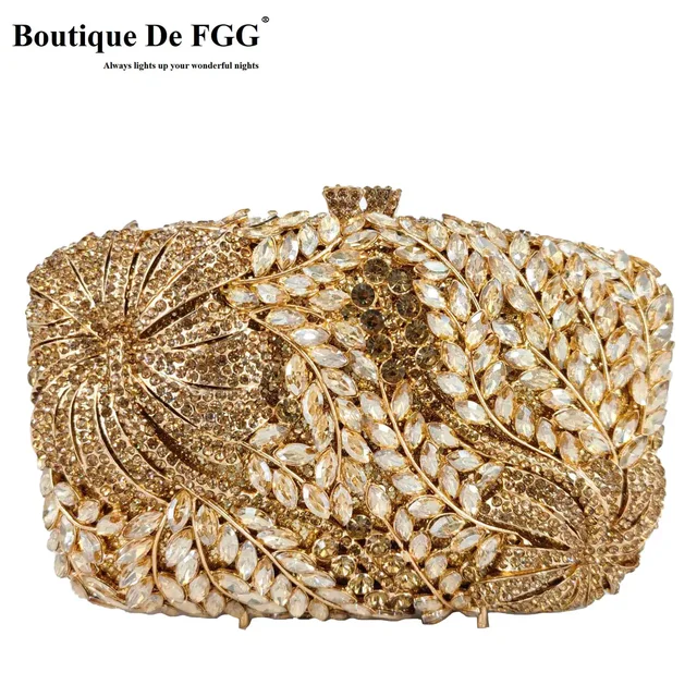 Boutique De FGG eleganckie kwiatowe torebki wieczorowe i torebki luksusowy projektant wesele Rhinestone ślubne kopertówki ślubne