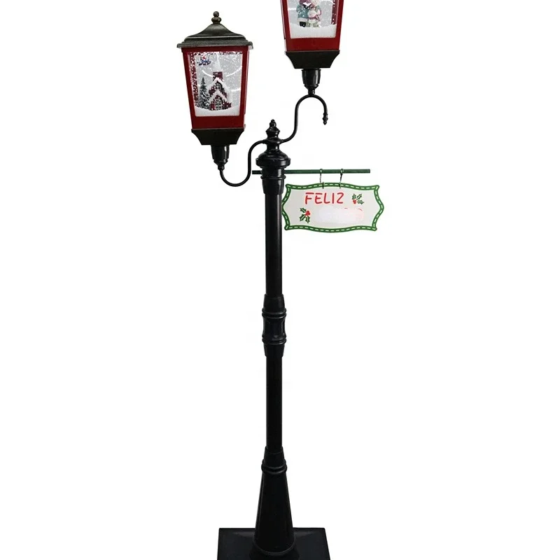 modern led Christmas snowing lamp post lantern with music for festival decoration