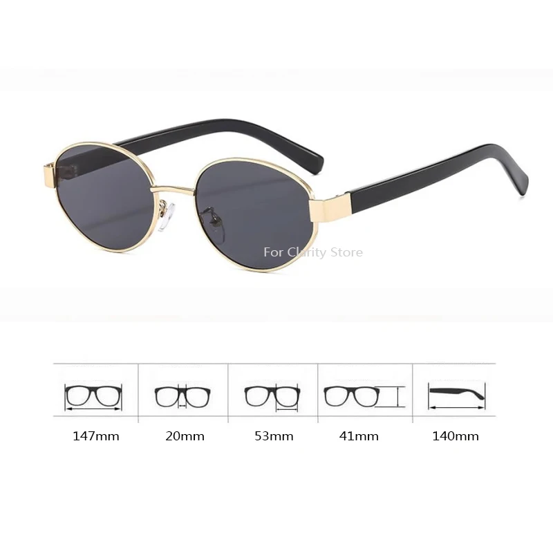 كوريا الجديدة البيضاوي سبيكة النظارات الشمسية النساء INS الشارع النار ظلة نظارات الغبار يندبروف ركوب نظارات UV400 النظارات الشمسية #5
